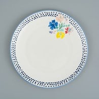 荷蘭FloraCastle 藍色手繪方塊圖紋餐盤 (直徑27公分)