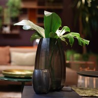 德國Guaxs玻璃花器 KOONAM系列 (煙燻灰、高16公分)