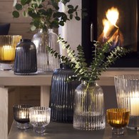 英國LSA 皺褶窄口花器 (透明、高26公分)