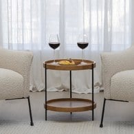 丹麥Tolv Humla 立體邊緣雙層圓形邊桌 (橡木、直徑44cm)