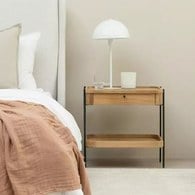 丹麥Tolv Humla 立體邊緣雙層方形收納邊桌(橡木)