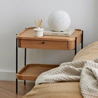 丹麥Tolv Humla 立體邊緣雙層方形收納邊桌(橡木)