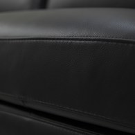 波蘭Sits 幾何方塊皮革三人沙發 (黑)