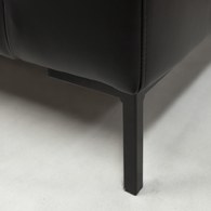 波蘭Sits 幾何方塊皮革三人沙發 (黑)