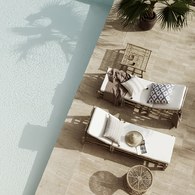 丹麥tineKhome 流蘇線條方形棉質靠枕 (洋藍、長50公分)