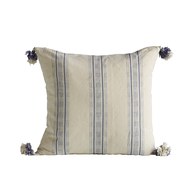 丹麥tineKhome 流蘇線條方形棉質靠枕 (洋藍、長50公分)