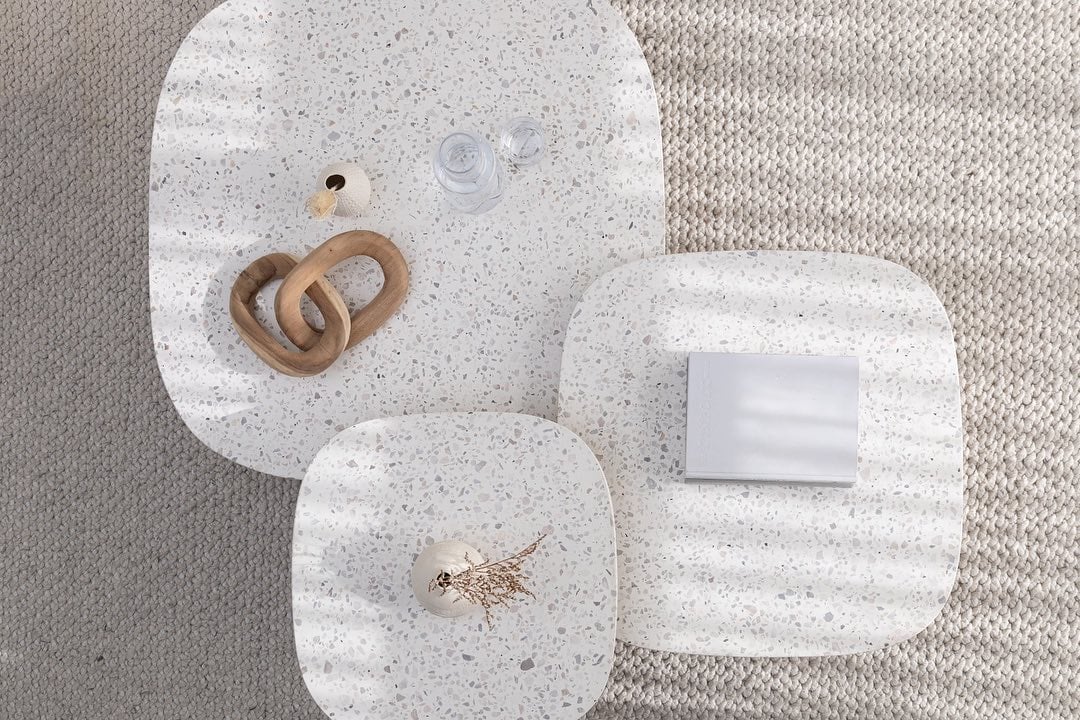 丹麥Sketch 京都園水磨石茶几(白/深橡木)夏馬城市生活- 夏馬城市生活